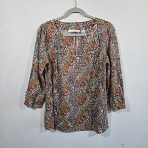 Lucy & Laurel Paisley Popover Top. Size Medium.
